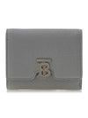 TB Logo Grain Leather Half Wallet Light Grey - BURBERRY - BALAAN 2