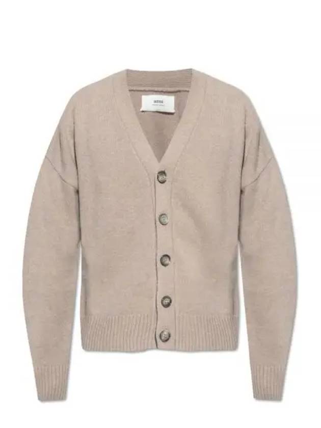 Wool Cashmere Cardigan Beige - AMI - BALAAN 2