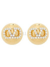 Women's V Logo Crystal Earrings Gold - VALENTINO - BALAAN 3