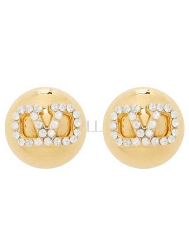 Women's V Logo Crystal Earrings Gold - VALENTINO - BALAAN 3