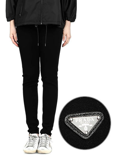 Triangle Logo Viscose Wool Leggings Black - PRADA - BALAAN 2