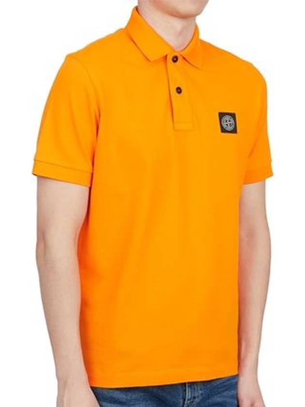 Men's Logo Patch Cotton Polo Shirt Orange - STONE ISLAND - BALAAN 3