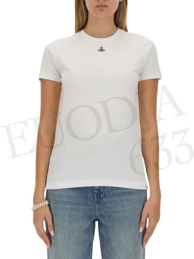 Embroided ORB Peru Short Sleeve T-Shirt White - VIVIENNE WESTWOOD - BALAAN 4