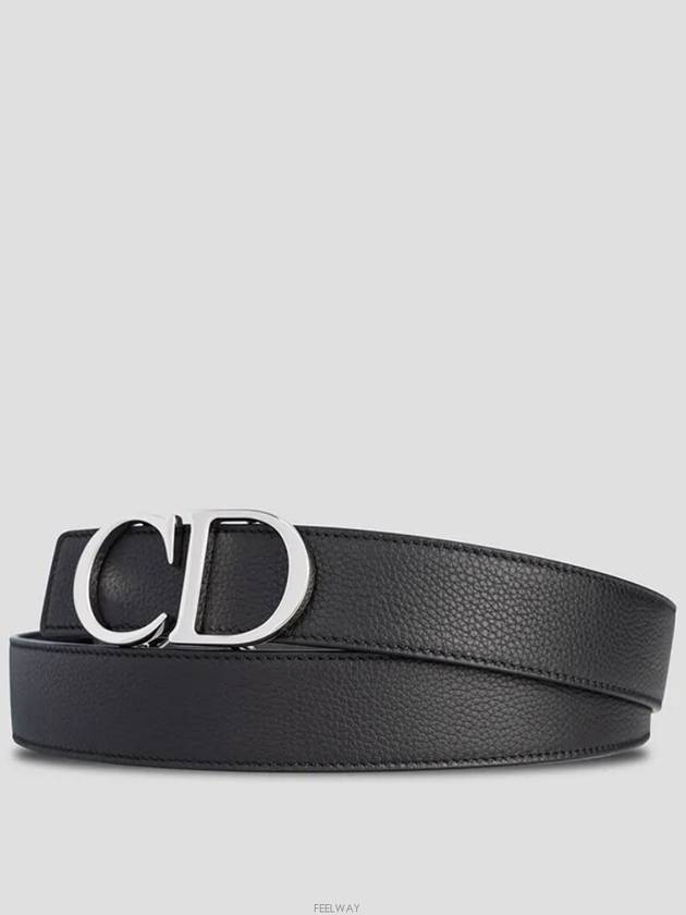 CD Logo Reversible Leather Belt Black Navy - DIOR - BALAAN 4