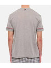 Striped Detail Crew Neck Cotton Short Sleeve T-Shirt Grey - THOM BROWNE - BALAAN 7