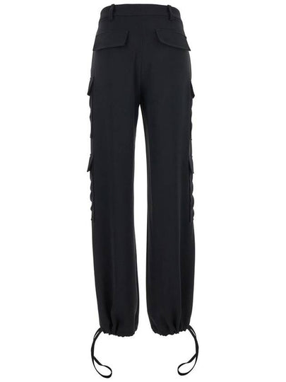 Black Cargo Pants With Drawstring At The Ankles In Fabric Woman - P.A.R.O.S.H. - BALAAN 2