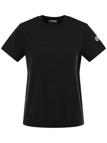 Cotton T-shirt with tone-on-tone embroidered logo - MONCLER - BALAAN 1