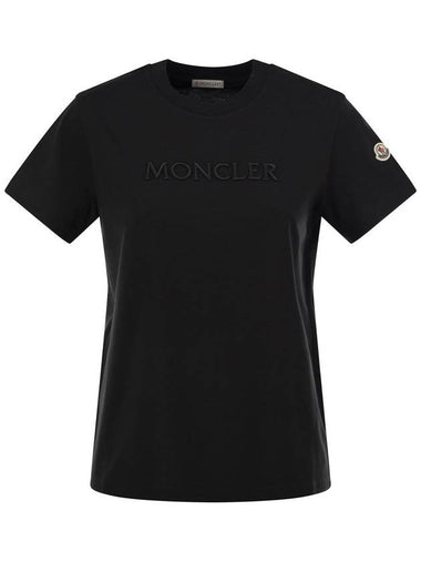 Cotton T-shirt with tone-on-tone embroidered logo - MONCLER - BALAAN 1