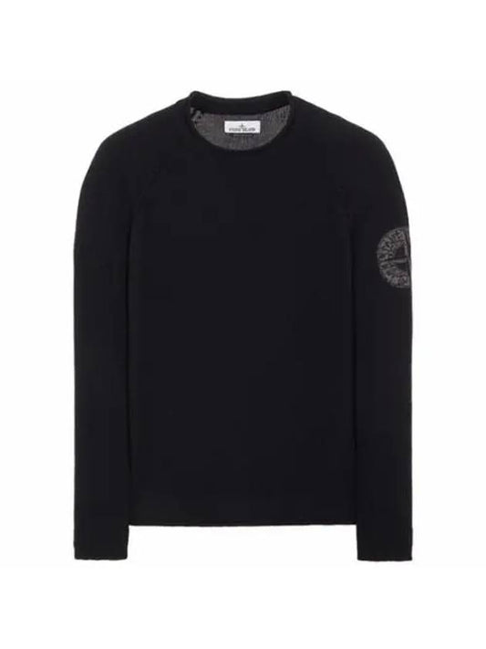 logo embroidery crew neck knit black men's knit 7715534A4 V0029 - STONE ISLAND - BALAAN.