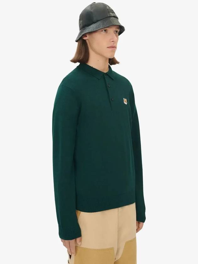 Fox Head Wool Long Sleeve PK Shirt Green - MAISON KITSUNE - BALAAN 6