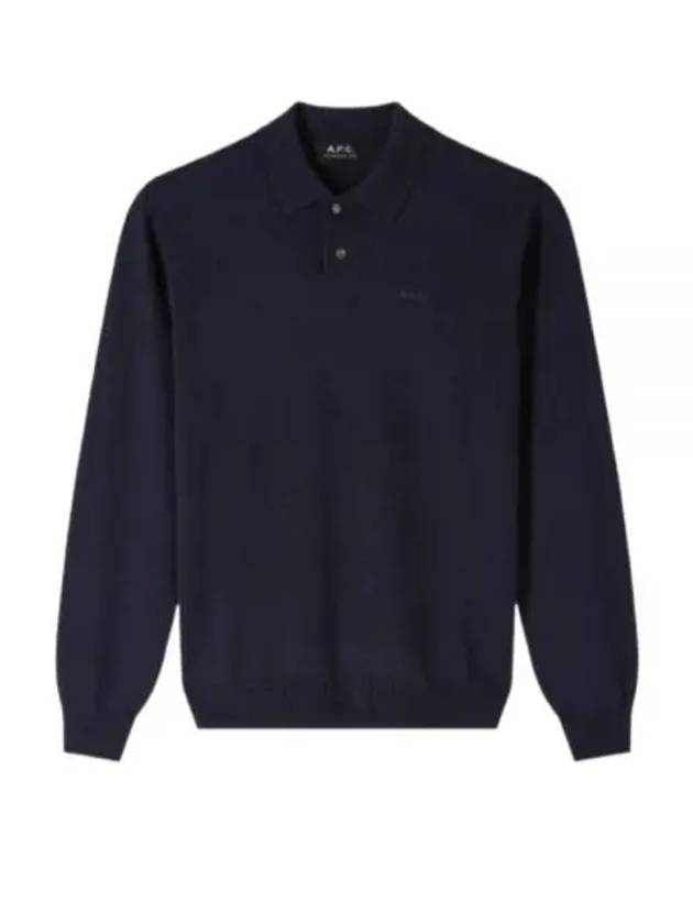 Jacob Logo Wool Long Sleeve Polo Shirt Dark Navy - A.P.C. - BALAAN 2