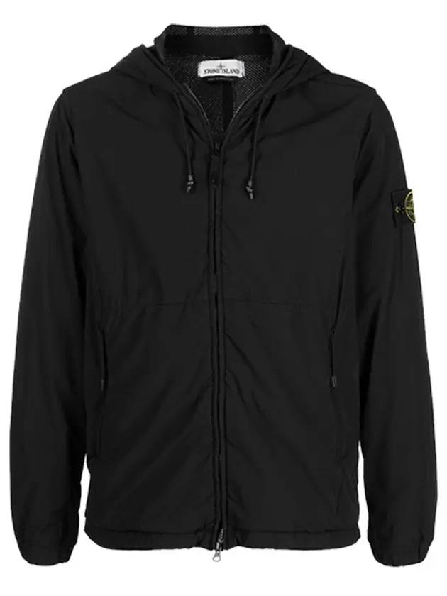 Men's Wappen Patch Skin Touch Hooded Jacket Black - STONE ISLAND - BALAAN 1