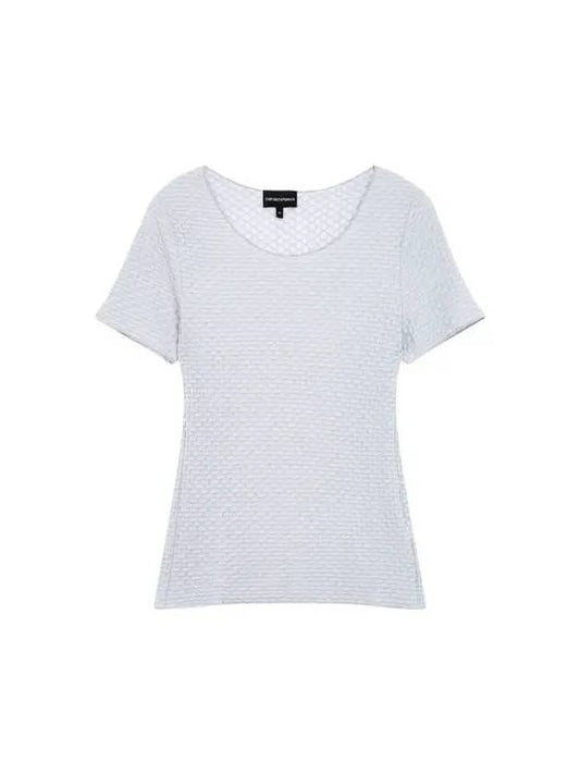 Women s Textured Short Sleeve Knit Gray - EMPORIO ARMANI - BALAAN 1