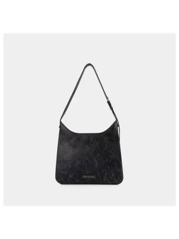 Flat Crack Leather Shoulder Bag Black - ACNE STUDIOS - BALAAN 4