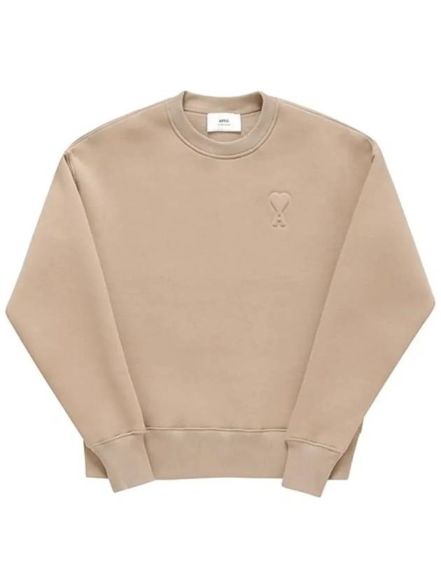 De Coeur Embossed Logo Crewneck Sweatshirt Marron Tan - AMI - BALAAN 6