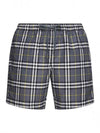 Men's Check Drawcord Swim Shorts Storm Gray - BURBERRY - BALAAN.