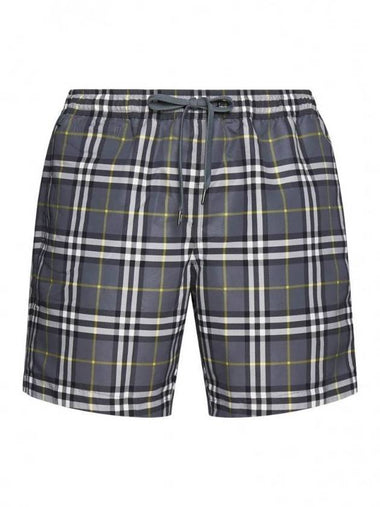 Men's Check Drawcord Swim Shorts Storm Gray - BURBERRY - BALAAN 1