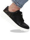 FF logo leather low-top sneakers black - FENDI - BALAAN.