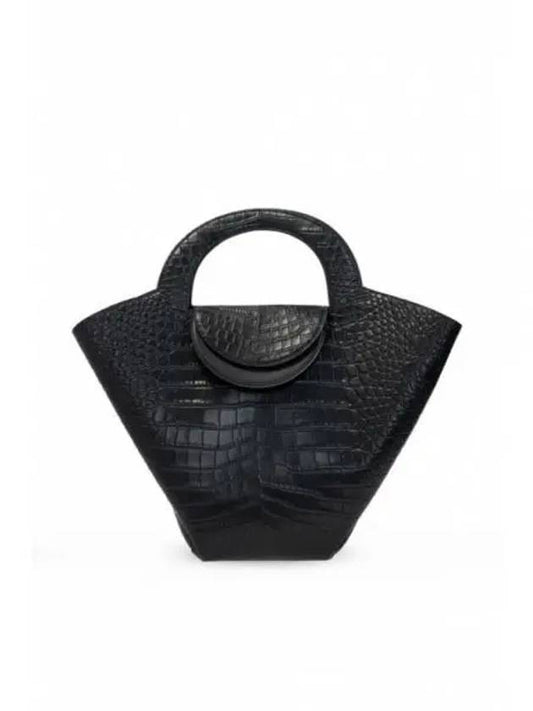 Crocodile Embossed Basket Tote Bag Black - BOTTEGA VENETA - BALAAN 2