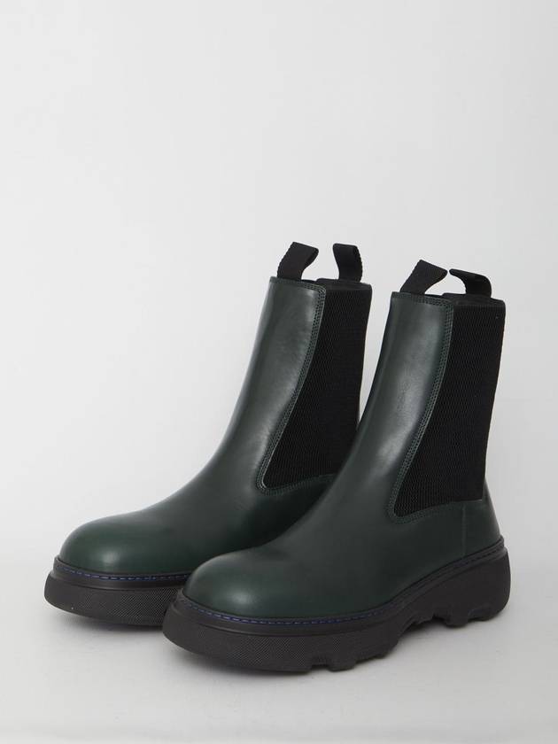 Creeper Leather Chelsea Boots Green - BURBERRY - BALAAN 3