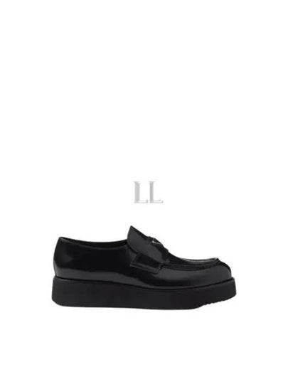 Triangle Logo Brushed Leather Loafers Black - PRADA - BALAAN 2