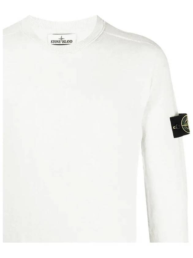 Men's Wappen Patch Crew Neck Knit Top White - STONE ISLAND - BALAAN 5