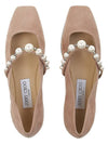 Women s Ade Suede Flat Shoes SZR BALLET PINK WHITE - JIMMY CHOO - BALAAN 6