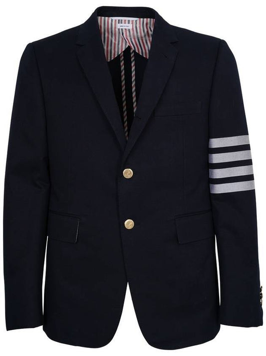 Men's Diagonal Armband Cotton Shooting Engineer Classic Jacket Navy - THOM BROWNE - BALAAN.