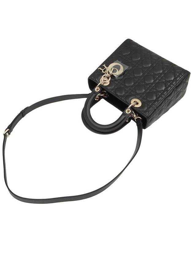 Black Cannage Lambskin Lady Medium 2WAY - DIOR - BALAAN 4