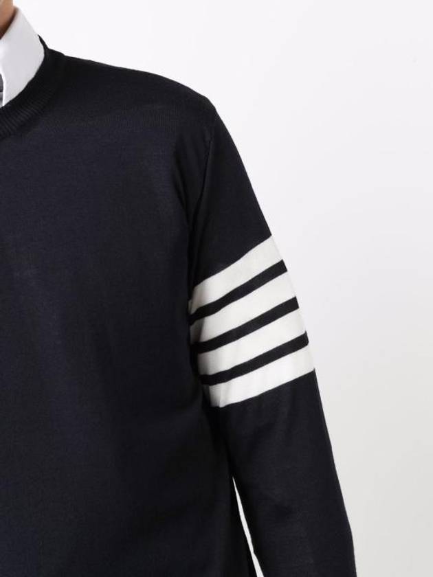 4 Bar Armband Classic Merino Wool Knit Top Navy - THOM BROWNE - BALAAN 4