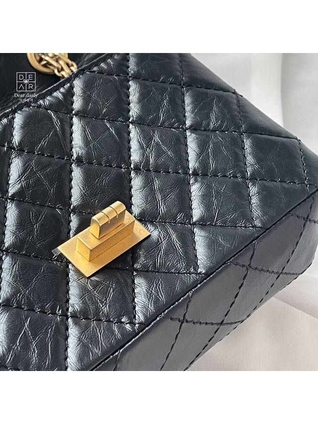 Mini 2.55 Handbag Aged Calfskin Gold Black - CHANEL - BALAAN 5