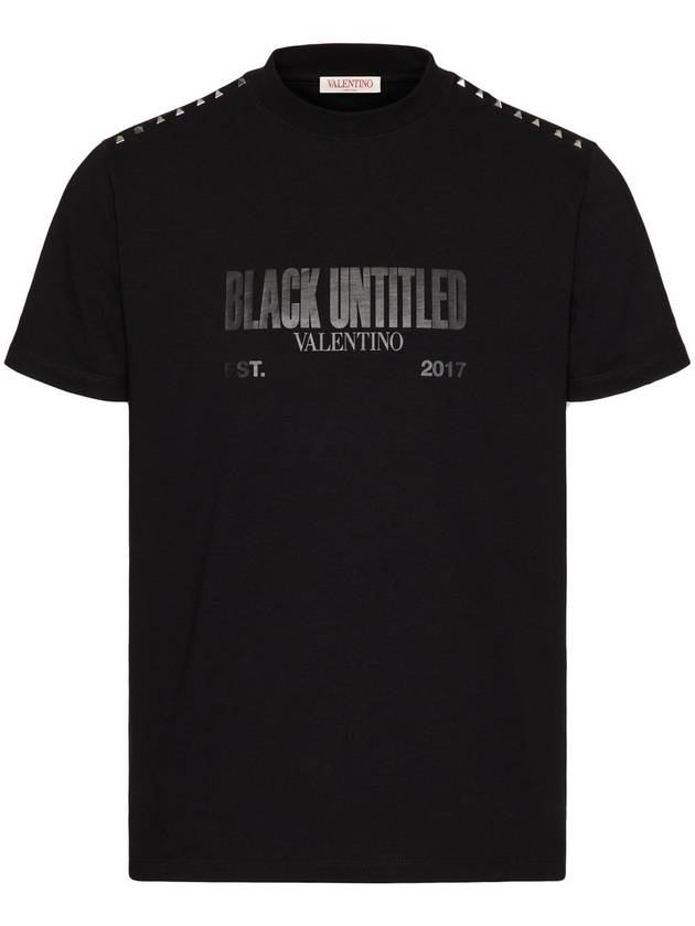 Logo Print Crew Neck Cotton Short Sleeve T-Shirt Black - VALENTINO - BALAAN 2