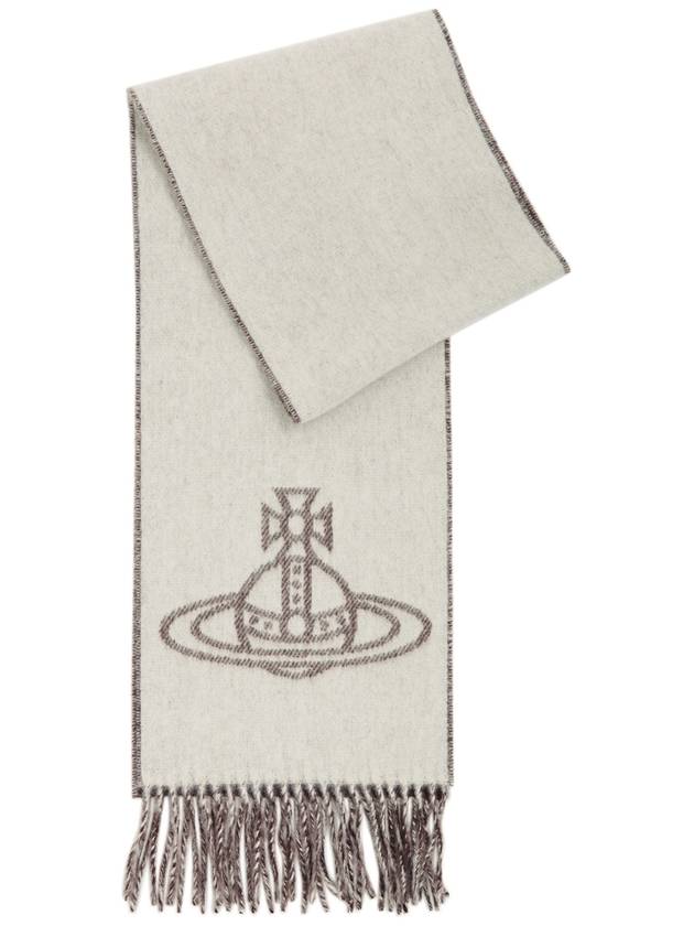 double face jacquard logo muffler scarf off white - VIVIENNE WESTWOOD - BALAAN 3