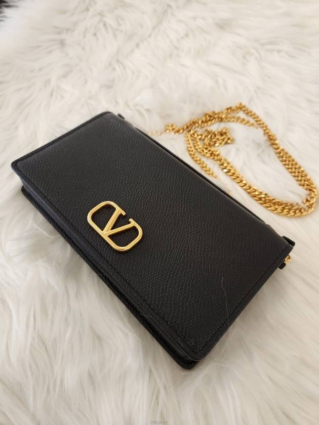 Daol Merchant Store V Logo Chain Wallet Cross Bag Black Condition A - VALENTINO - BALAAN 6