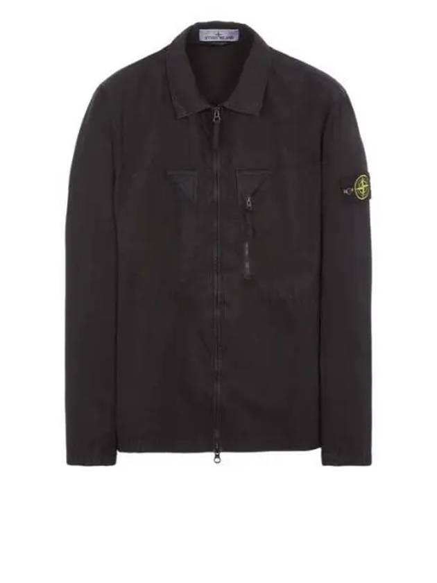 Wappen Patch Old Treatment Zip-Up Overshirt Black - STONE ISLAND - BALAAN 2