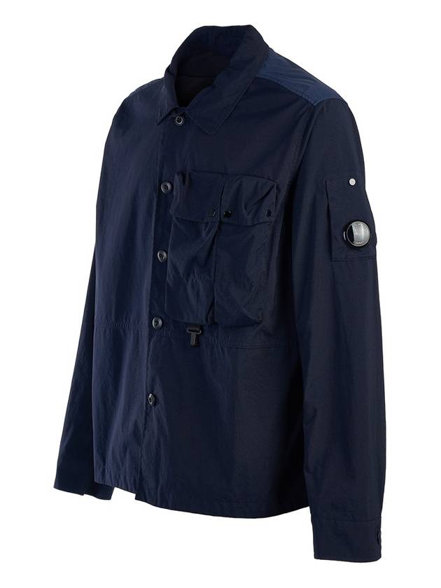 Men's Lens Wappen Tyrone Overfit Long Sleeve Shirt Jacket Navy - CP COMPANY - BALAAN 3