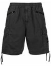 Garment Dyed Old Effect Brushed Cotton Canvas Shorts Charcoal - STONE ISLAND - BALAAN 3