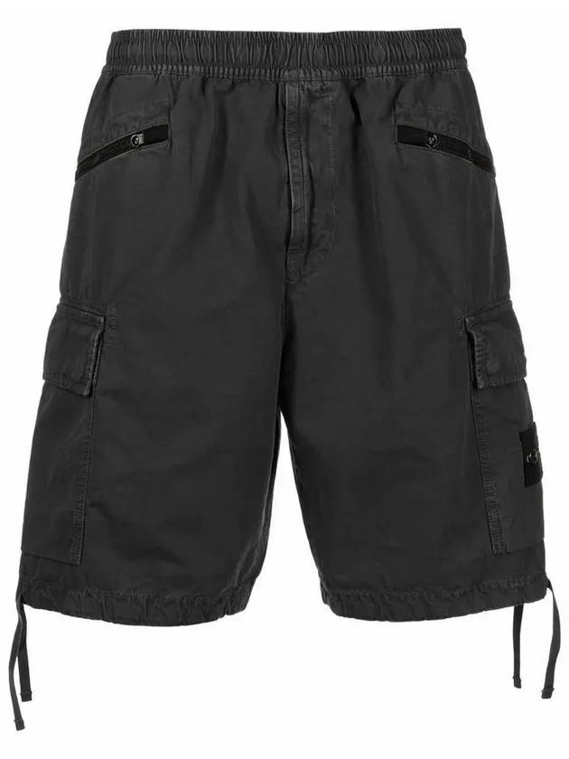 Garment Dyed Old Effect Brushed Cotton Canvas Shorts Charcoal - STONE ISLAND - BALAAN 2