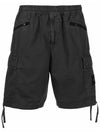 Garment Dyed Old Effect Brushed Cotton Canvas Shorts Charcoal - STONE ISLAND - BALAAN 2