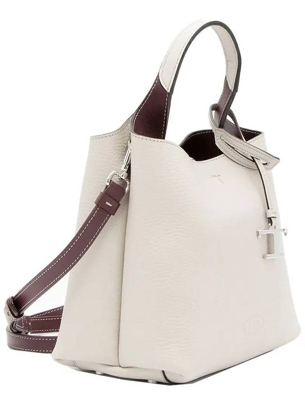 Logo Mini Leather Tote Bag White - TOD'S - BALAAN 4