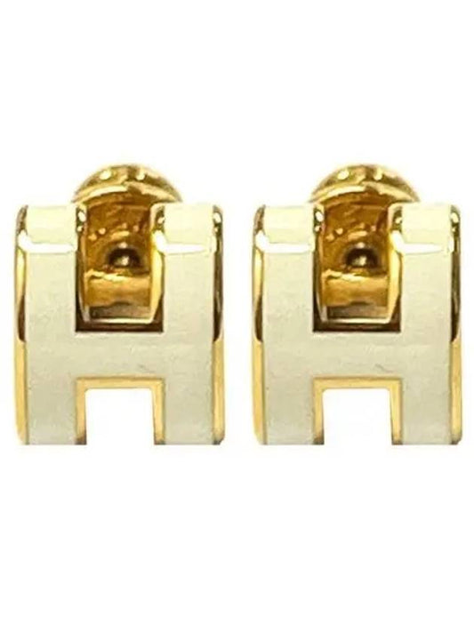 Mini Pop Ash Gold Hardware Earrings Blanc 271822 - HERMES - BALAAN 1