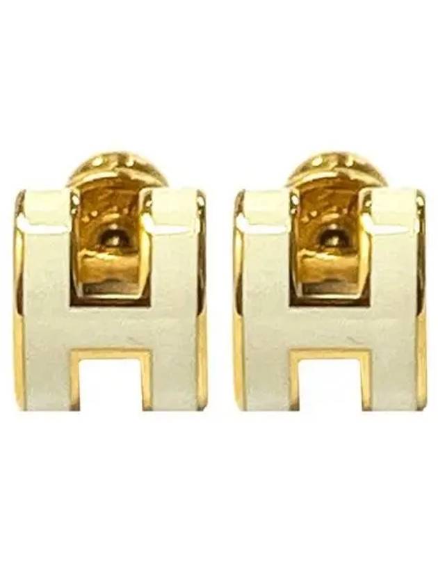 Mini Pop Ash Gold Hardware Earrings Blanc 271822 - HERMES - BALAAN 1