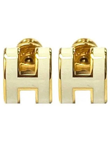 Mini Pop Ash Gold Hardware Earrings Blanc 271822 - HERMES - BALAAN 1