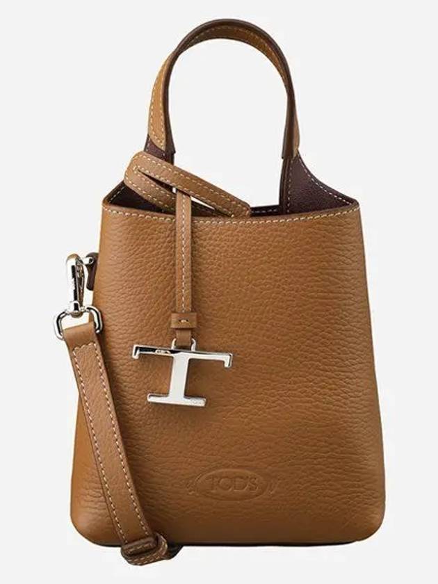 Micro Leather Mini Tote Bag Brown - TOD'S - BALAAN 2