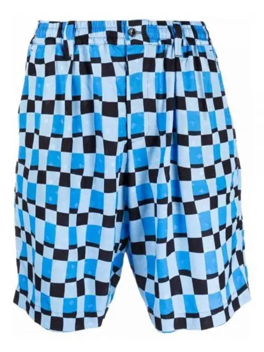 Check Print Bermuda Shorts Blue - MARNI - BALAAN.