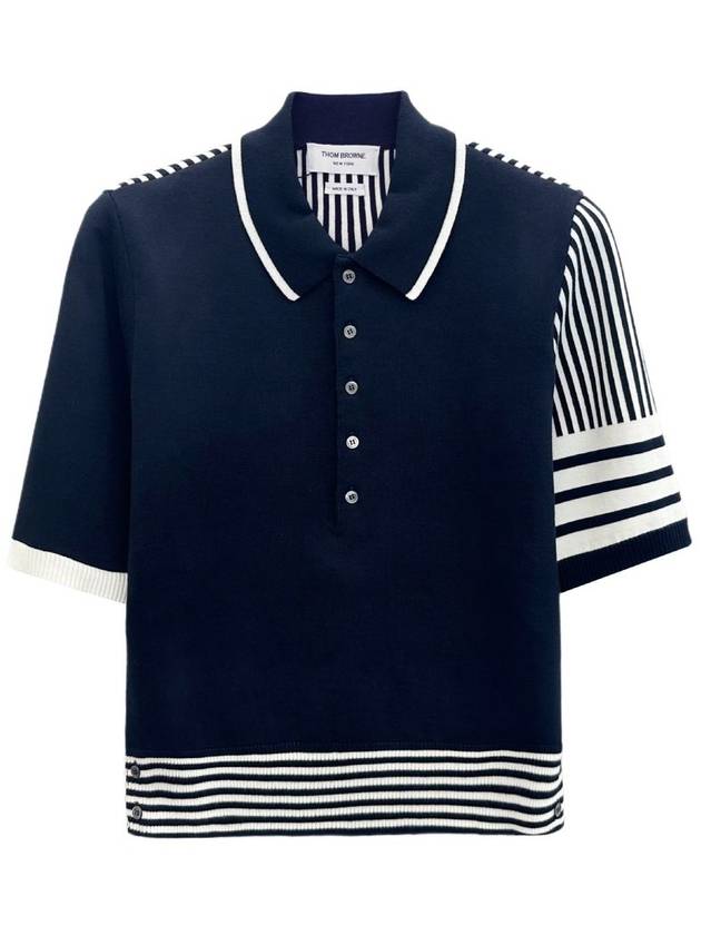 24SS armband collar short sleeve knit tshirt MKP113F - THOM BROWNE - BALAAN 1