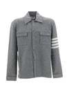 Double Face Cotton Knit 4 Bar Button Shirt Jacket Grey - THOM BROWNE - BALAAN 2