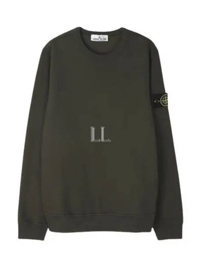 Brushed Cotton Fleece Garment Dyed Crewneck Sweatshirt Olive Green - STONE ISLAND - BALAAN 2