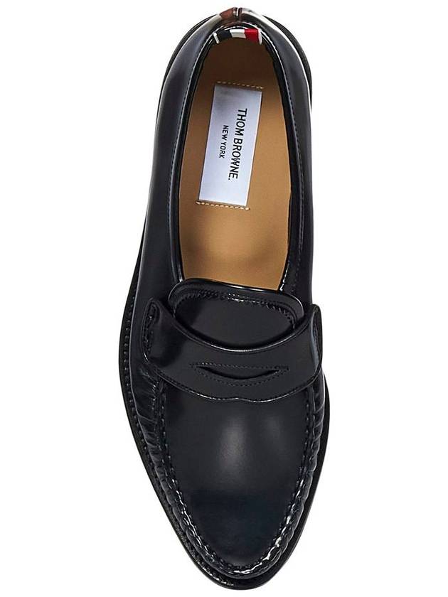 Pleated Leather Penny Loafers Black - THOM BROWNE - BALAAN 4