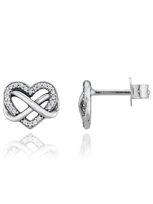 Women's Sparkling Infinity Heart Stud Earrings Silver - PANDORA - BALAAN 1